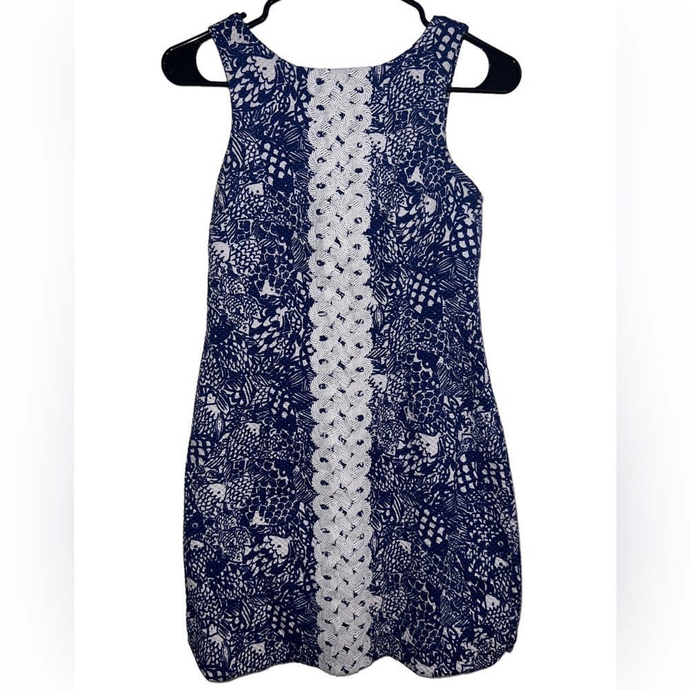 Lilly Pulitzer for Target Sleeveless Blue and White Dress Upstream Koi Pattern